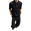 Comercio exterior transfronterizo estilo americano moderno vintage estilo old money cuello camisero streetwear camiseta de manga corta para hombre top tipo polo fresco y elegante