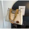 Bolsa Tote de Lona Grossa Original com Zíper e Múltiplos Bolsos para o Dia a Dia Casual Versátil Estudante Literário Ombro Único Transversal