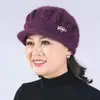 Sombrero de Madre con forro polar Engrosado de Ala Ancha Tejido de Lana Sombrero de Moda para Mujer Lengua de Pato Calabaza Resistente al Frío Esposa Cálido