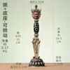 Báculo vajra de cinco puntas de aldea de Xizang para uso en interiores, con cuentas dzi de tres caras, con base, adorno de cobre