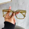 Óculos de Armação Quadrada Grande, Novos Óculos Sem Grau para Mulheres, Óculos Anti Luz Azul, Aparência Natural, Óculos de Armação Afina-Rosto
