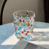Copo de Vidro Pintado Bloco de Cor Irregular Copo de Água Copo para Bebida Fria Suco Copo de Verão Doméstico Copo para Beber Arco-Íris