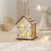 Luces de cadena LED de casa de madera transfronterizas, ambiente navideño de casa de madera, muñeco de nieve, Papá Noel, decoraciones navideñas