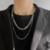 Colar de dupla camada de costura cruzada de estrelas hip hop masculino e feminino ins acessórios simples na moda design de nicho legal corrente de clavícula para combinar