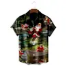 Camisa para Hombre Transfronteriza Estación Independiente Serie Navideña Estampado Digital 3D Camisa de Manga Corta de Moda