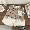 Conjunto de chaleco y shorts finos de verano para niños y niñas, estilo chino nuevo, adecuado para usar en casa o al aire libre, conjunto de dos piezas sin mangas de nicho