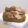 Zapatos Mary Jane Retro para Niñas de Gamuza Moño Suela Suave Antideslizante Zapatos Individuales de Princesa Otoño Velcro Zapatos de Cuero para Niños
