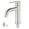 Lavabo de Acero Inoxidable 304 Sudamericano con Grifo de Agua Fría Única con Acabado Cepillado Presurizado Grifo para Lavabo de Baño