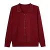 Nuevo suéter elegante con cuello para primavera y otoño para madres, mujeres de mediana edad y mayores, camisa base de punto suelta de color liso para otoño e invierno