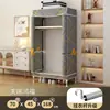 Guarda-roupa simples para uso doméstico no quarto, guarda-roupa de tecido montável com estrutura totalmente em aço, espessado e reforçado, adequado para armazenamento em moradias alugadas