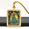 Tangka de Acero de Titanio Dorado Pintado a Mano Parcial, Tara Verde, Tara Blanca, Buda de la Medicina Tangka, Amuleto de Buda Portátil, Productos Culturales y Creativos de Templos