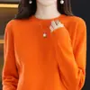 Suéter Pulóver Transfronterizo Otoño e Invierno para Mujer, Cuello Redondo, Tejido Holgado, Color Sólido, Manga Larga, Talla Grande, Top Corto Versátil
