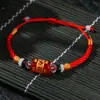 Pulsera de cordón rojo año de nacimiento tejida a mano hilo de oro seis palabras pulsera real para hombres y mujeres estilo étnico poliéster joyería mangying