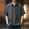 Nova Camisa Polo Workwear com Textura de Bolha 3D em Seda Gelada Masculina de Verão Secagem Rápida Manga Curta Meio Zíper Camisa de Manga Curta
