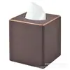 Dispensador de Caja de Pañuelos Cuadrada con Borde Dorado de Cuero Portarrollos de Papel Portarrollos de Papel Higiénico para Sala de Estar del Hogar Baño Vendedor Más Vendido Transfronterizo