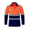 Camisa tipo Polo europea de talla grande con mangas largas y cortas, franjas reflectantes, hecha a medida para saneamiento al aire libre, construcción de carreteras y ropa de trabajo de seguridad.