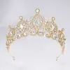 Coroa de Noiva Europeia e Americana Transfronteiriça Tiara de Strass Colorido de Alta Qualidade Coroa de Liga de Metal Barroca Acessórios para Vestido de Casamento