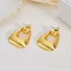 Brincos Grandes de Argola de Cobre, Joia de Orelha Cor Dourada para Mulheres, Design de Moda de Nicho, Argola Exquisita em Forma de U, Estilo de Luxo Leve