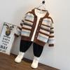 Ropa para Niños Cárdigan de Punto Ropa de Punto para Niños Ropa Exterior Nueva de Primavera 2025 Estilo para Niño Cárdigan de Rayas de Primavera