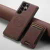 Funda para Teléfono con Ranura para Tarjeta Adecuada para Samsung S26Ultra Note20 Carga Inalámbrica Magsafe Soporte Magnético Funda de Cuero