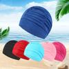 Gorro de Natación para Dama Color de Moda Plisado Adulto Cómodo Cabeza Cabello Largo Color Sólido Gorro de Natación de Tela Grande al Mayoreo