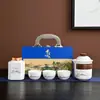 Conjunto de Chá de Jadeíta Completo Caixa de Presente com Um Bule e Três Xícaras de Chá Latas Porcelana Branca Presente Lembrança Logotipo Personalizado
