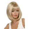 Venta Caliente Peluca Europea y Americana bobo Cabello Corto Liso para Mujer Dorado Claro Moda Europea y Americana Peluca Africana Cobertura para la Cabeza en stock