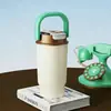 Taza Termo de Acero Inoxidable 316 de Alta Calidad Cuidadosamente Seleccionada con Doble Popote y Taza de Café, Vaso de Agua Portátil para Exteriores con Asa