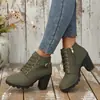 Botines de Tacón Alto Talla Grande de Comercio Exterior Estilo Clásico Botas para Mujer Estilo Coreano Moda Tendencia Zapatos Calientes para Mujer Botines de Punta Redonda con Tacón Grueso