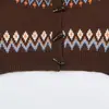 Atacado de roupas femininas estilo europeu e americano ins transfronteiriço: Cardigã de malha jacquard Fair Isle com gola e botões de chifre