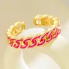 Anillo Abierto de Flor Pequeña con Goteo de Aceite Estilo Ins Transfronterizo Europeo y Americano Joyería de Mano Anillo de Cola Dulce Personalizado