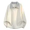Suéter de tricô oversized com blocos de cor para homens, de outono e inverno, transfronteiriço, com gola grande, caimento solto, pulôver de manga longa, peça básica casual