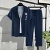 2026 Conjunto de Camisa de Manga Curta e Calça Masculina Temu Transfronteiriço Simples Estampado 3D Moda Casual Verão e Outono