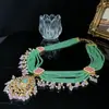 Moda Europea y Americana Retro Multicapa Geométrico Verde Collar con Cuentas Nicho de Gama Alta Exquisito Diseño Accesorio Cadena para Clavícula