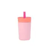 Nueva Taza Portátil Mini de Paja Personalizable para Coche 12 oz Taza de Café Acero Inoxidable 304 Tapa de Silicona Taza Térmica