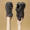 Bestseller de Douyin Zapatos de Papá para Mujer Estilo Nuevo Otoño/Invierno Felpa Gruesa Suela Gruesa Antideslizantes Zapatos de Senderismo para Exteriores Cordón Estilo Montaña Zapatos Casuales