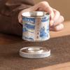 Copa Maestra de Plata Dorada 999 del Fabricante, Copa Giratoria Escena del Río Qingming, Juego de Té de Lujo Accesible, Taza de Té Kung Fu, Regalo de Souvenir