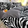 Juego de Sábana y Funda Nórdica de Cuatro Piezas Estilo Pastoral Fresco y Sencillo, Algodón Lavado Juego de Cama de Tres Piezas Estilo Bosque para Dormitorio de Estudiante Cama Individual