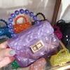 2025 Nuevo Estilo Coreano de Moda Bolso Estilo Chanel Versátil Cuadros de Diamantes Cadena Bolso Transparente de Gelatina Bolso Cruzado de Perlas