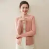 Suéter de Cachemira con Cuello en V Coreano para Mujer en Otoño e Invierno Cardigan 100% Cachemira Pura Chaqueta Corta de Suéter Top de Punto para Abrigo