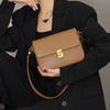 Bolsa Tofu Feminina Texturizada de Couro de Vaca de Alta Qualidade Única, Couro Genuíno Vintage Ombro Transversal Axilar Baguete, Versátil