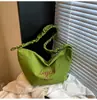 Bolso de Lona Casual de Color Sólido Transfronterizo para Mujer, Bolso Tote de Alta Gama de Gran Capacidad, Bolso de Axila Portátil para Mujer con Pliegues para Viaje