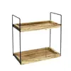 Estante de Almacenamiento de Madera Simple de Doble Capa Combinación Hierro-Madera Organizador de Artículos de Baño Estante para Especias de Encimera de Cocina