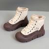 HY618 Nuevos Zapatos de Algodón de Invierno 2024 Zapatos de Mujer a Juego Cálidos de Caña Alta Forrados de Felpa Suela Gruesa Que Aumentan la Altura Zapatos Sencillos Torre