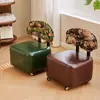 Banqueta de Madeira Maciça Doméstica com Encosto Cadeira Pequena Banqueta Sofá Móvel Bolsa Macia Banqueta para Trocar Sapatos Banco com Roda Universal Banqueta Baixa Doméstica