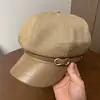 Sombrero Octagonal de Cabeza Grande para Otoño Temprano, Gorra de Periódico de Color Sólido para Mujer, Boina Elegante y de Moda con Ala Ancha