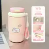 Taza isotérmica de doble boca con estampado de gatito y pez, suave y linda, transfronteriza, con cordón, adecuada para estudiantes, para ir al trabajo y para el coche, portátil y fácil de llevar