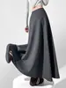 Falda acampanada gris oscuro estilo Hepburn para mujer, nueva falda larga tipo paraguas de cintura alta para otoño, versátil y casual A13728