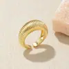 [Personalizado] Anel Brilhante Texturizado Europeu e Americano Transfronteiriço para Mulheres, Anel Assimétrico Elegante de Nicho Banhado a Ouro Cobre Estilo Hip-Hop