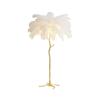 Lámpara de Pie de Plumas Estilo Crema Nórdico para Sala de Estar Dormitorio Lámpara de Atmósfera Celebratoria Estudio Retro Francés Lámpara de Mesa Vertical